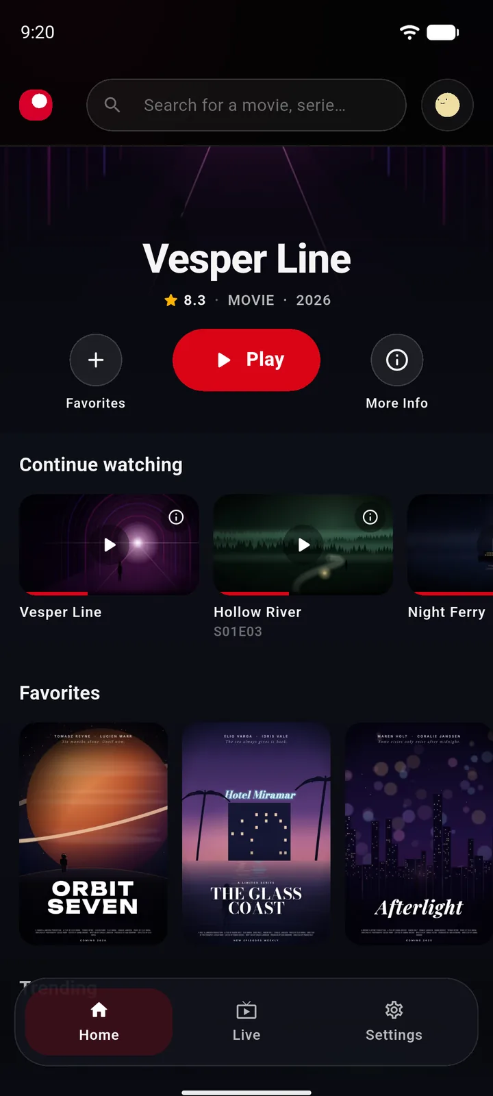 On the phone, the same programme is the first card of Continue watching, at the same point.